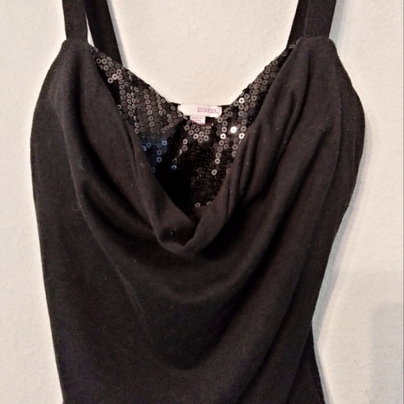 BONGO vintage y2k sequin cowl neck tank top black - Picture 1 of 4